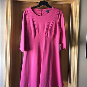 Adrianna Papell Ponte A-Line Dress in Rouge Pink
